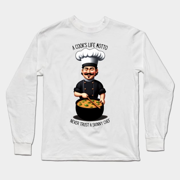 Funny Chef Sayings A cooks life motto Long Sleeve T-Shirt by amithachapa